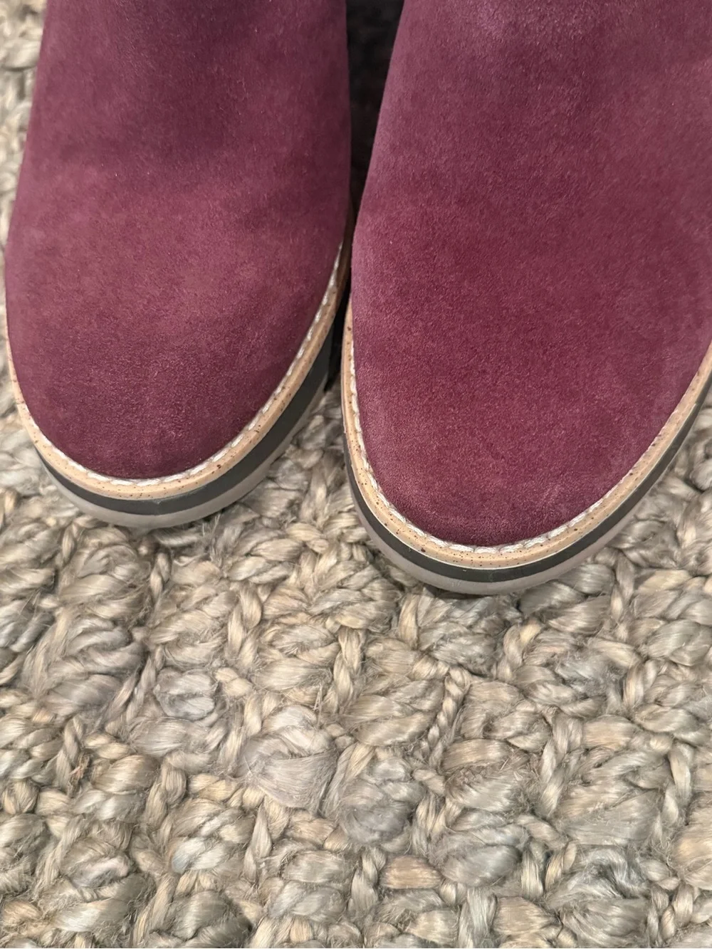 Gorgeous Earth Burgundy Suede Wedge Ankle Boots